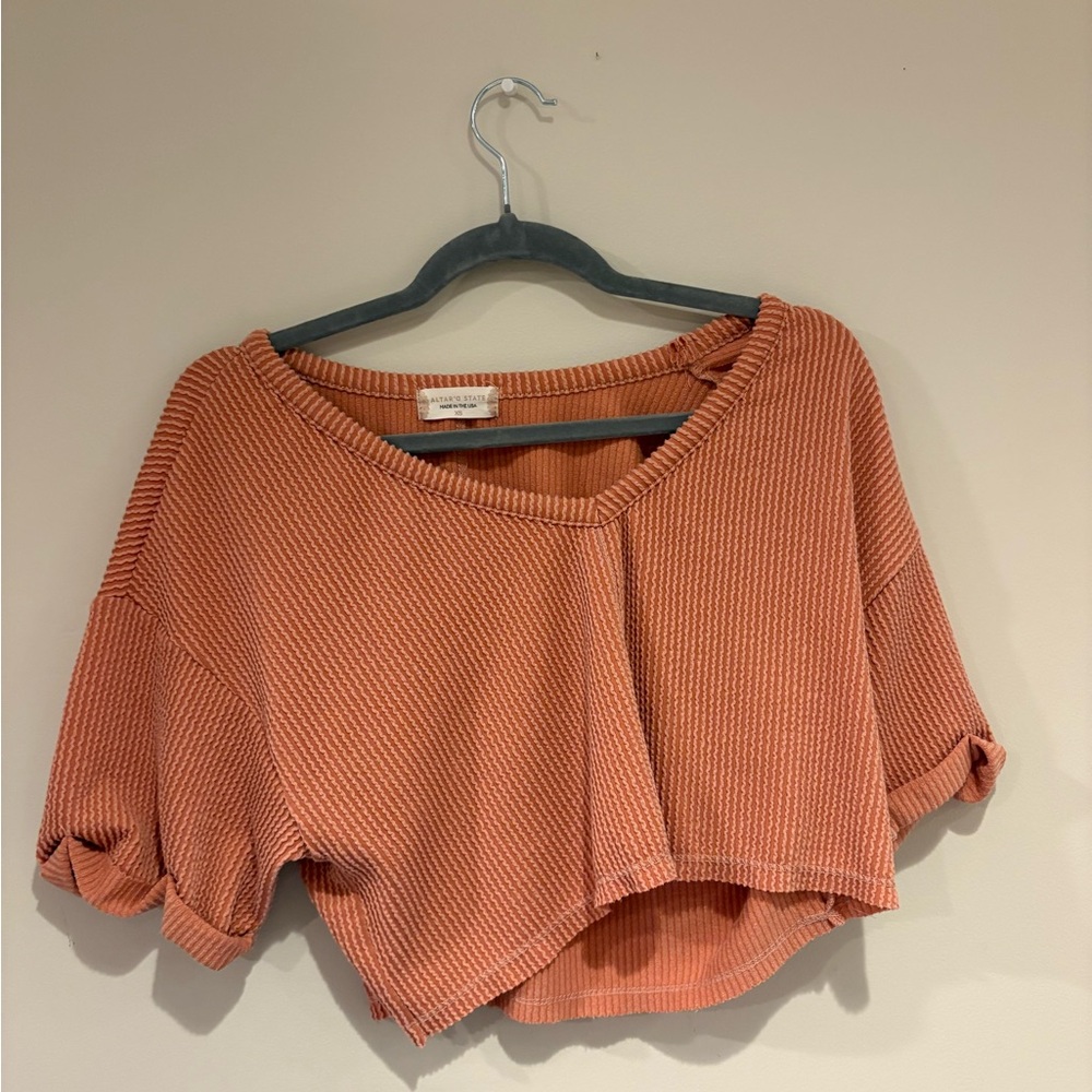 Altar'd State Terracotta Knit Crop Top